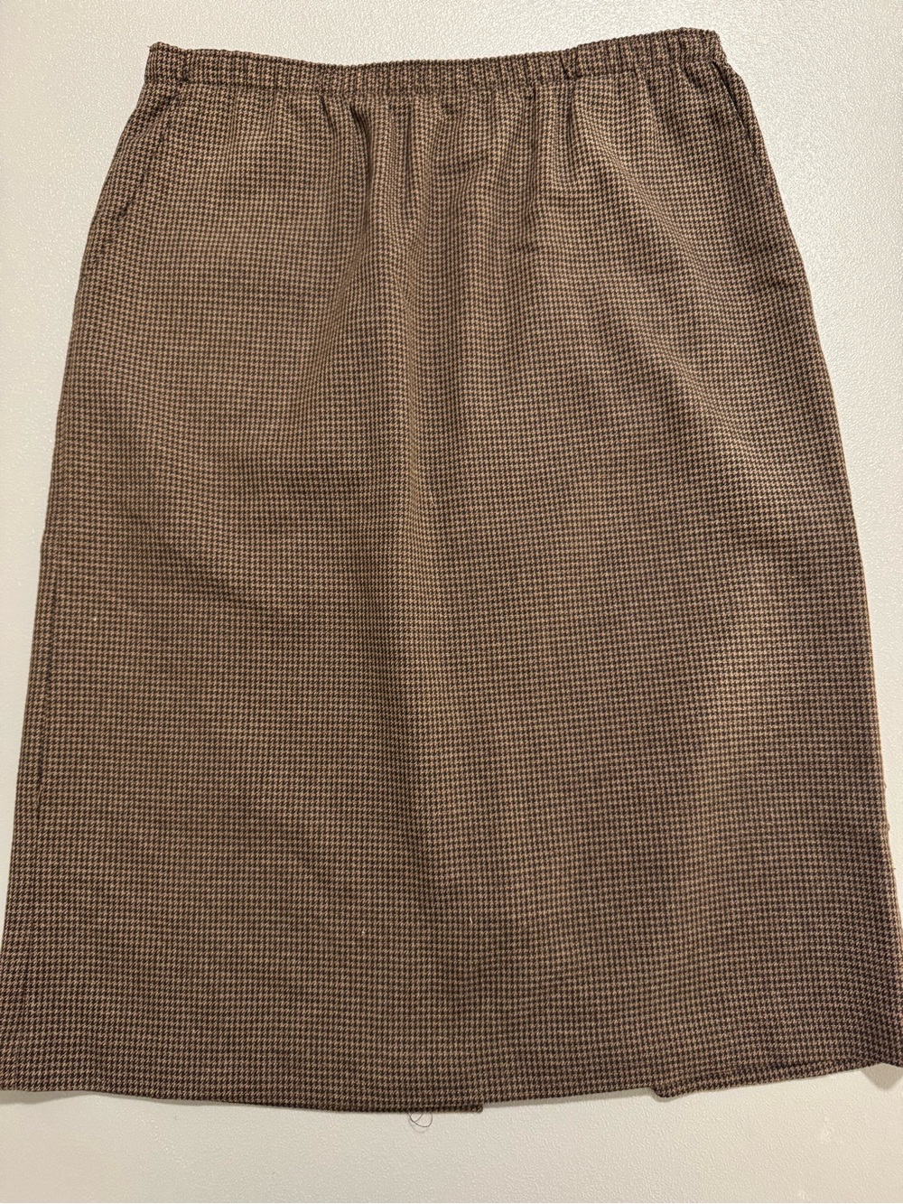 Allison Daley Brown Tan Black Houndstooth Polyester Blend Knee Length Skirt 14